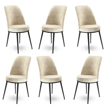 Set scaune 6 piese, Charlotte, Dexa, Metal, Crem/Negru imagine