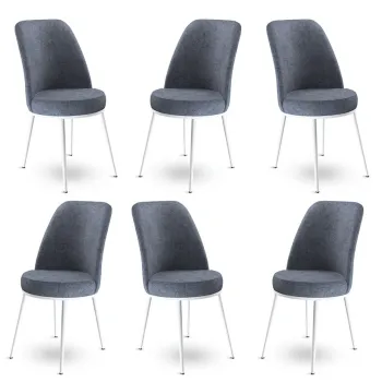 Set scaune 6 piese, Charlotte, Dexa, Metal, Fume / Alb imagine