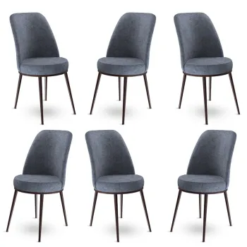 Set scaune 6 piese, Charlotte, Dexa, Metal, Fume / Maro imagine