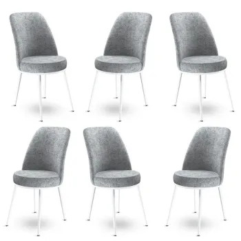 Set scaune 6 piese, Charlotte, Dexa, Metal, Gri/Alb imagine