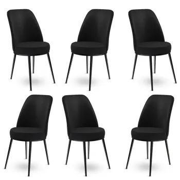 Set scaune 6 piese, Charlotte, Dexa, Metal, Negru imagine