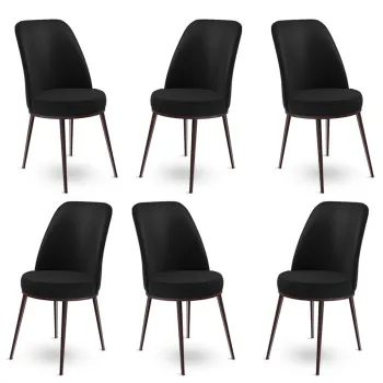 Set scaune 6 piese, Charlotte, Dexa, Metal, Negru/Maro imagine