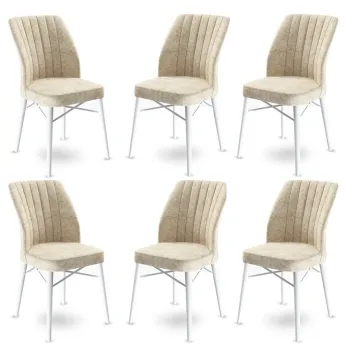 Set scaune 6 piese, Charlotte, Flex, Metal, Crem/Alb imagine