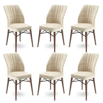 Set scaune 6 piese, Charlotte, Flex, Metal, Crem/Maro imagine