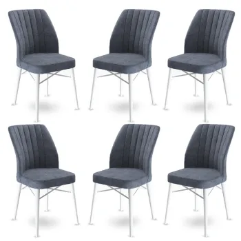 Set scaune 6 piese, Charlotte, Flex, Metal, Fume / Alb imagine