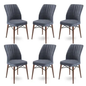 Set scaune 6 piese, Charlotte, Flex, Metal, Fume / Maro imagine