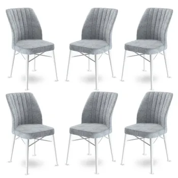 Set scaune 6 piese, Charlotte, Flex, Metal, Gri/Alb imagine