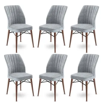 Set scaune 6 piese, Charlotte, Flex, Metal, Gri/Maro imagine