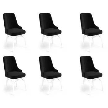 Set scaune 6 piese, Charlotte, Pare, Metal, Alb/Negru imagine