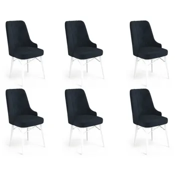 Set scaune 6 piese, Charlotte, Pare, Metal, Antracit/Alb imagine