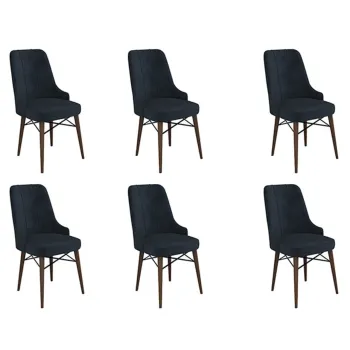 Set scaune 6 piese, Charlotte, Pare, Metal, Antracit/Maro imagine