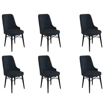 Set scaune 6 piese, Charlotte, Pare, Metal, Antracit / Negru imagine