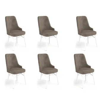 Set scaune 6 piese, Charlotte, Pare, Metal, Cappuccino / Alb imagine