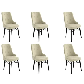 Set scaune 6 piese, Charlotte, Pare, Metal, Crem/Negru imagine