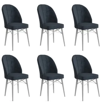 Set scaune 6 piese, Charlotte, Ritim, Metal, Antracit/Alb imagine