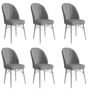 Set scaune 6 piese, Charlotte, Ritim, Metal, Cappuccino / Alb imagine