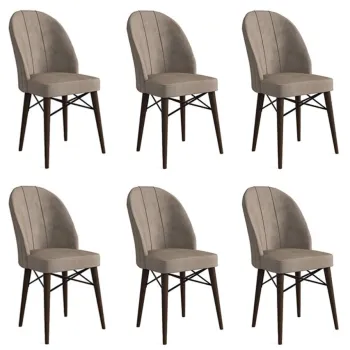 Set scaune 6 piese, Charlotte, Ritim, Metal, Cappuccino/Maro imagine