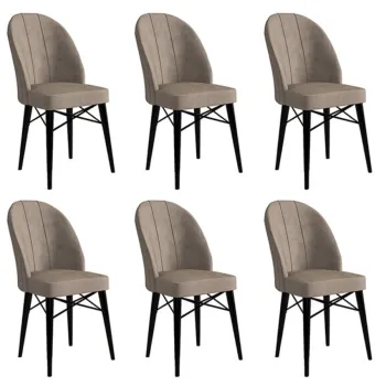 Set scaune 6 piese, Charlotte, Ritim, Metal, Cappuccino / Negru imagine