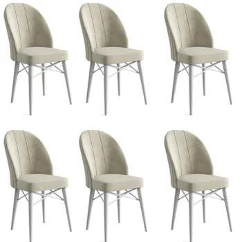 Set scaune 6 piese, Charlotte, Ritim, Metal, Crem/Alb imagine