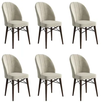 Set scaune 6 piese, Charlotte, Ritim, Metal, Crem/Maro imagine