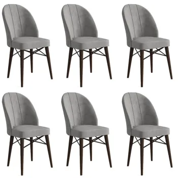 Set scaune 6 piese, Charlotte, Ritim, Metal, Gri/Maro imagine