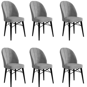 Set scaune 6 piese, Charlotte, Ritim, Metal, Gri/Negru imagine