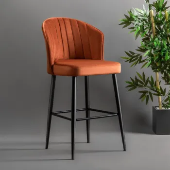 Set scaune  de bar 4 piese, Beckley, Rubi, PAL, Tigla Rosu/Negru imagine