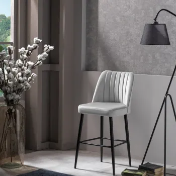 Set scaune  de bar 4 piese, Beckley, Vento, PAL, Crem/Negru imagine