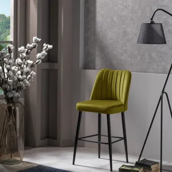 Set scaune  de bar 4 piese, Beckley, Vento, PAL, Galben/Negru imagine
