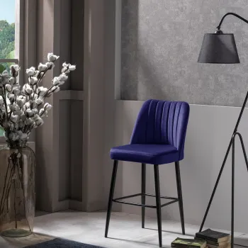 Set scaune  de bar 4 piese, Beckley, Vento, PAL, Sax Albastru / Negru imagine