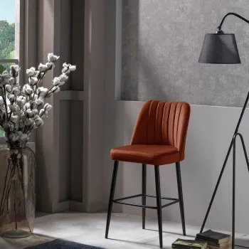 Set scaune  de bar 4 piese, Beckley, Vento, PAL, Tigla Rosu/Negru imagine