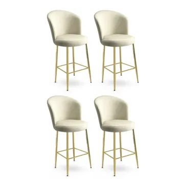 Set scaune  de bar 4 piese, Charlotte, Alte, Metal, Crem / Aur imagine