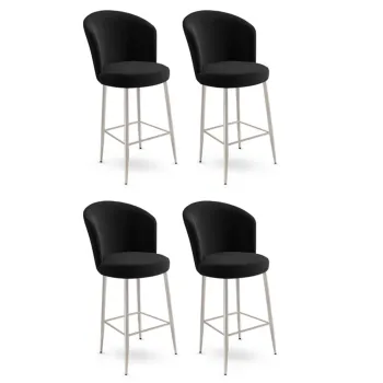 Set scaune  de bar 4 piese, Charlotte, Alte, Metal, Negru / Crom imagine