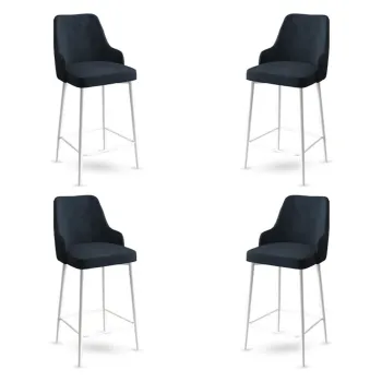 Set scaune  de bar 4 piese, Charlotte, Enox, Metal, Antracit/Alb imagine