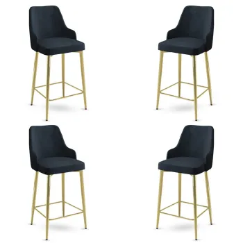 Set scaune  de bar 4 piese, Charlotte, Enox, Metal, Antracit / Aur imagine