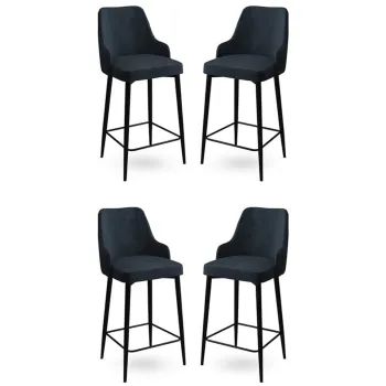 Set scaune  de bar 4 piese, Charlotte, Enox, Metal, Antracit / Negru imagine