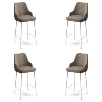 Set scaune  de bar 4 piese, Charlotte, Enox, Metal, Cappuccino / Alb imagine