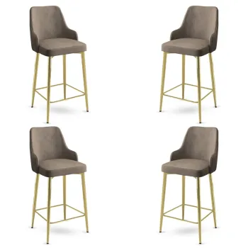 Set scaune  de bar 4 piese, Charlotte, Enox, Metal, Cappuccino / Aur imagine