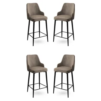 Set scaune  de bar 4 piese, Charlotte, Enox, Metal, Cappuccino / Negru imagine