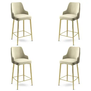 Set scaune  de bar 4 piese, Charlotte, Enox, Metal, Crem / Aur imagine