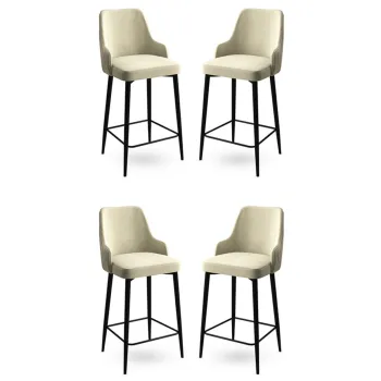 Set scaune  de bar 4 piese, Charlotte, Enox, Metal, Crem/Negru imagine