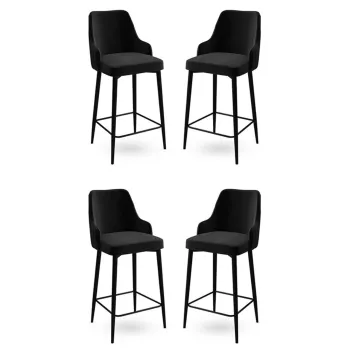 Set scaune  de bar 4 piese, Charlotte, Enox, Metal, Negru imagine