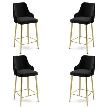 Set scaune  de bar 4 piese, Charlotte, Enox, Metal, Negru imagine