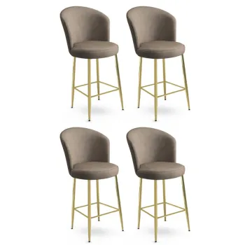 Set scaune  de bar 4 piese, Charlotte, Fora, Metal, Cappuccino / Aur imagine
