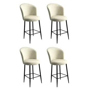 Set scaune  de bar 4 piese, Charlotte, Fora, Metal, Crem/Negru imagine