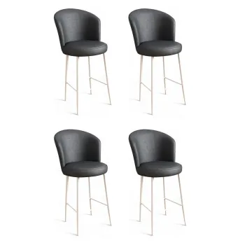 Set scaune  de bar 4 piese, Charlotte, Uras, Metal, Antracit/Alb imagine