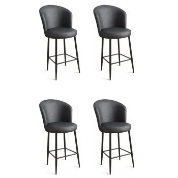 Set scaune  de bar 4 piese, Charlotte, Uras, Metal, Antracit / Negru imagine