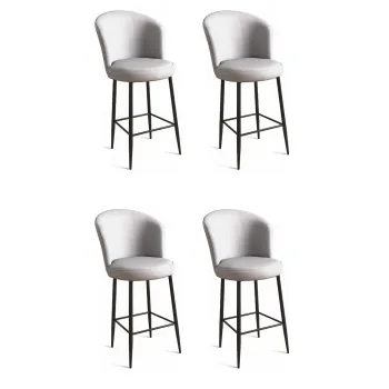 Set scaune  de bar 4 piese, Charlotte, Uras, Metal, Gri/Negru imagine