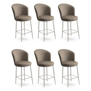 Set scaune de bar 6 piese, Charlotte, Alte, Metal, Cappuccino / Chrome imagine