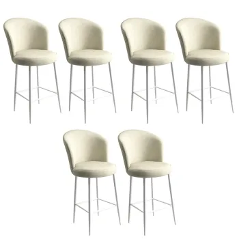 Set scaune de bar 6 piese, Charlotte, Alte, Metal, Crem/Alb imagine